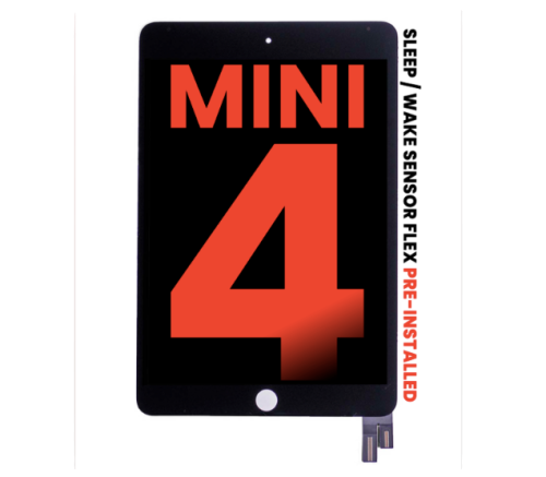 iPad Mini 4 LCD Screen Replacement Assembly - Black (Sleep / Wake Sensor Flex Pre-Installed)