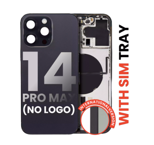 iPhone 14 Pro Max Back Housing W/ Small Pre-Installed (International Version) (With Sim Tray) (No Logo)