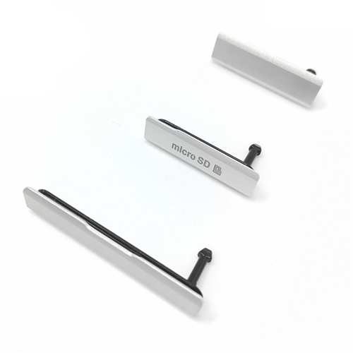 Sony Xperia Z1 L39h USB Charging / Sim / Micro SD Card Port Cover Set - Silver