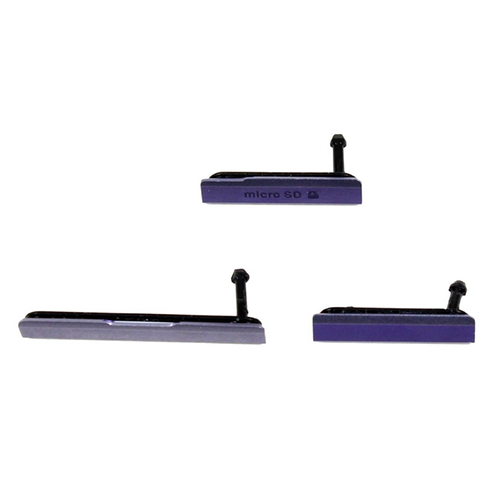 Sony Xperia Z1 L39h USB Charging / Sim / Micro SD Card Port Cover Set - Purple